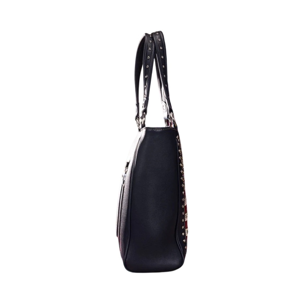 Elegant Black and Cream Studded Tote Bag - Picture 6 of 6